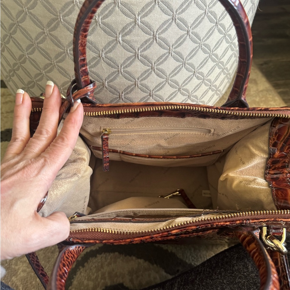 Brahmin Caroline Pecan Melbourne Genuine Leather Tote & Matching Wristlet/Wallet - Picture 5 of 12